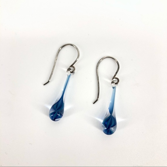 Hand Crafted Jewelry - 🎈Handmade Blue and Clear Glass Tear Drop Earrings
